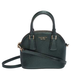 Pre Owned Kate Spade Metallic Green Leather Small Lottie Crossbody Bag