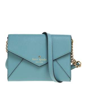 Pre Owned Kate Spade Blue Leather Envelope Crossbody Bag