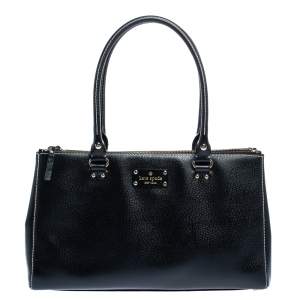 Pre Owned Kate Spade Black Leather Double Zip Tote