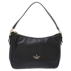 Pre Owned Kate Spade Black Leather Flap Shoulder Bag