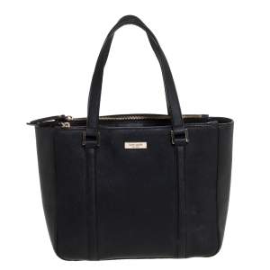 Pre Owned Kate Spade Black Leather Double Zip Tote