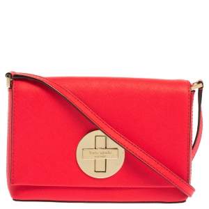 Pre Owned Kate Spade Magenta Leather Astor Court Flap Crossbody Bag