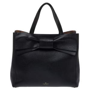 Pre Owned Kate Spade Black Leather Bow Tote