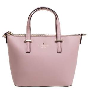 Pre Owned Kate Spade Blush Pink Leather Top Zip Tote