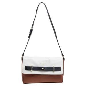 Pre Owned Kate Spade Tri Color Leather Turnlock Buckle Flap Shoulder Bag