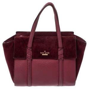 Pre Owned Kate Spade Burgundy Leather and Suede Abigail Tote