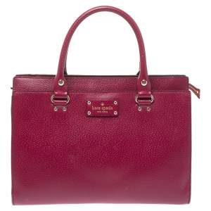 Pre Owned Kate Spade Magenta Leather Wellesley Durham Tote