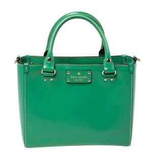 Pre Owned Kate Spade Green Leather Wellesley Quinn Tote 