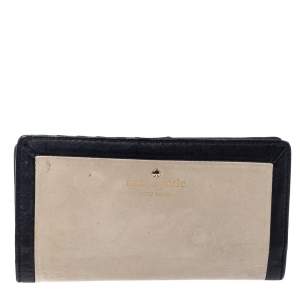 Kate Spade Beige/Black Leather Long Wallet