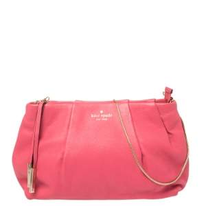 Pre Owned Kate Spade Pink Leather Chain Clutch 