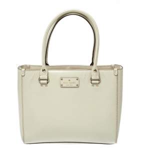 Kate Spade Ivory Leather Wellesley Quinn Tote