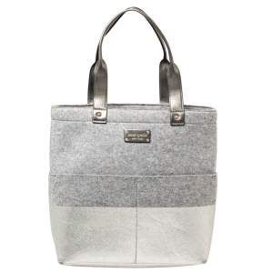 Kate Spade Grey Frosted Wool and Leather Quinn Tote