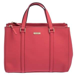 Pre Owned Kate Spade Pink Leather Double Zip Tote