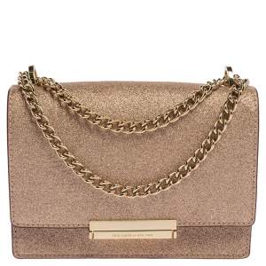 Pre Owned Kate Spade Rose Gold Glitter Burgess Court Shoulder Bag
