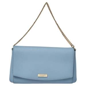 Pre Owned Kate Spade Blue Leather Crossbody Flap Shoulder Bag
