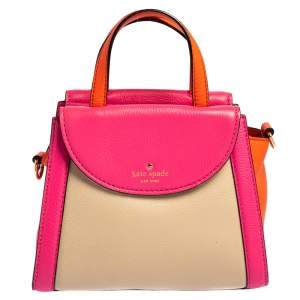 Pre Owned Kate Spade Tricolor Leather Cobble Hill Small Adrien Top Handle Bag