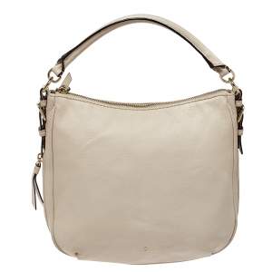 Kate Spade Linen White Leather Small Cobble Hill Ella Hobo