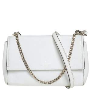 Pre Owned Kate Spade White Leather Laurel Way Greer Shoulder Bag
