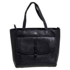 Kate Spade Black Leather Front Flap Pocket Bow Tote