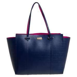 Pre Owned Kate Spade Navy Blue Leather Large Arbour Hill Elodie Tote