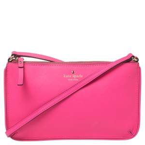 Kate Spade Pink Saffiano Leather Top Zip Slim Crossbody Bag