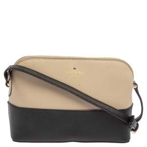 Pre Owned Kate Spade Black/Beige Leather New York Cedar Street Mandy Crossbody Bag