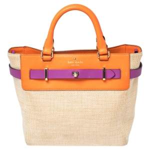 Pre Owned Kate Spade Multicolor Leather And Canvas Bourbon Street Tote