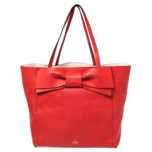 Pre Owned Kate Spade Red Leather Bow Tote