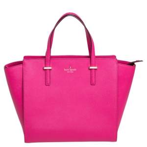 Pre Owned Kate Spade Fuschia Leather Cedar Street Hayden Tote