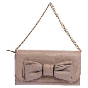 Pre Owned Kate Spade Pale Pink Leather Milou Chain Wallet
