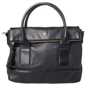 Pre Owned Kate Spade Black Leather Foldover Tote