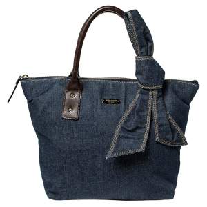 Pre Owned Kate Spade Blue Denim and Leather Dungarees Satchel