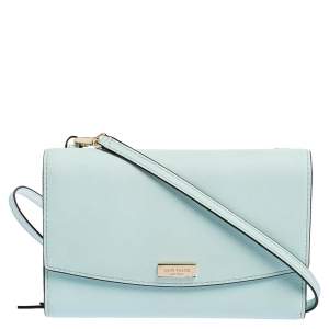 Pre Owned Kate Spade Light Aqua Blue Leather Laurel Way Winni Crossbody Bag