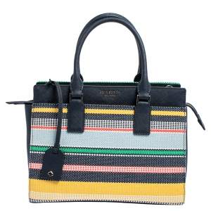 Pre Owned Kate Spade Multicolor Woven Fabric and Leather Cameron Boardwalk Stripe Tote
