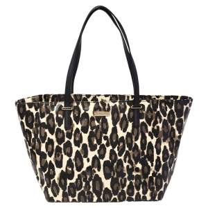 Pre Owned Kate Spade Black Leopard Print Patent Leather Harmony Tote