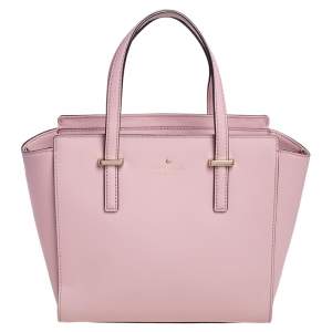 Pre Owned Kate Spade Powder Pink Leather Cedar Street Hayden Tote