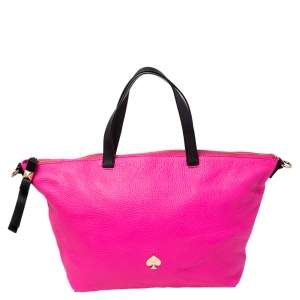 Pre Owned Kate Spade Vivid Pink Leather Leroy Street Linsley Tote