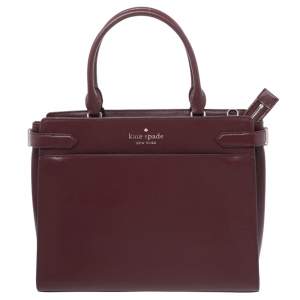 Pre Owned Kate Spade Burgundy Leather Large Staci Satchel