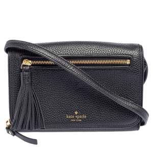 Pre Owned Kate Spade Black Leather Chester Street Avie Crossbody Bag
