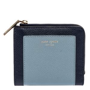 Pre Owned Kate Spade Blue Leather Margaux Compact Wallet