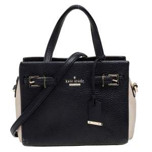 Pre Owned Kate Spade Black/Beige Leather Holden Street Lanie Shoulder Bag