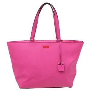 Pre Owned Kate Spade Bright Pink Saffiano Leather Zip Tote