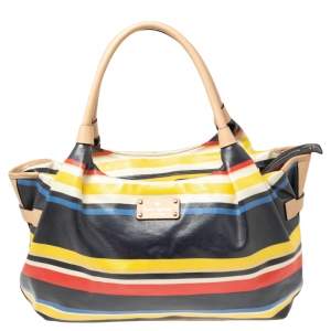 Pre Owned Kate Spade Multicolor Stipe Leather Stevie Satchel