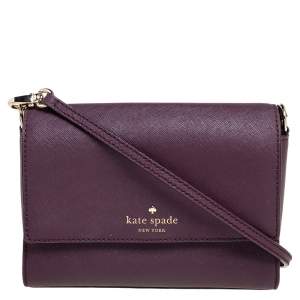 Pre Owned Kate Spade Plum Leather Cedar Street Magnolia Crossbody Bag