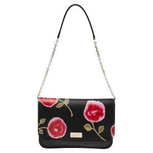 Pre Owned Kate Spade Black Leather Putnam Drive Hazy Rose Lizz Shoulder Bag 