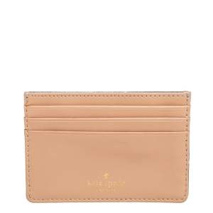 Pre Owned Kate Spade Beige/Green Leather Card Holder  