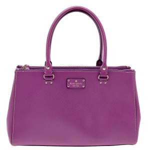 Pre Owned Kate Spade Fuchsia Leather Double Zip Tote
