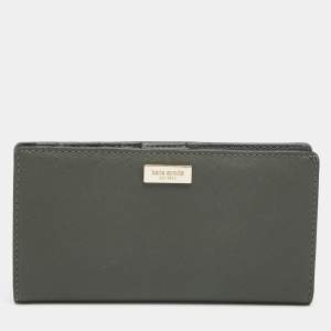 Pre Owned Kate Spade Moss Green Saffiano Leather Spencer Bifold Wallet
