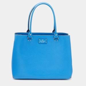 Pre Owned Kate Spade Bright Blue Leather Fallon Wellesley Tote