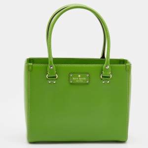 Pre Owned Kate Spade Green Leather Quinn Wellesley Tote